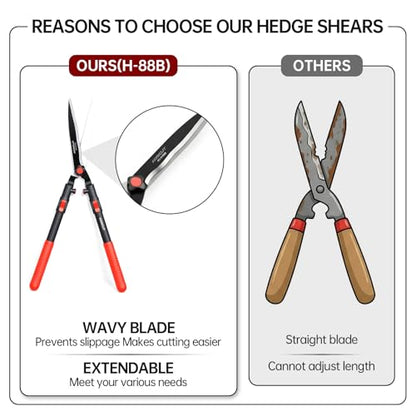 AGRICUT Telescopic Hedge Shears – Heavy Duty Garden Shears with Patented Wavy Blade, High Carbon Steel, Extendable Aluminium Handles 700-930mm – For Precision Trimming of Tall Hedges - style: Wavy Blade (Telescopic)