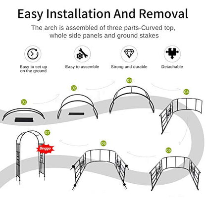 SCENDOR Metal Garden Arbor, Curved Iron Trellis Arch, Outdoor for Climbing Plants & Wedding Ceremony