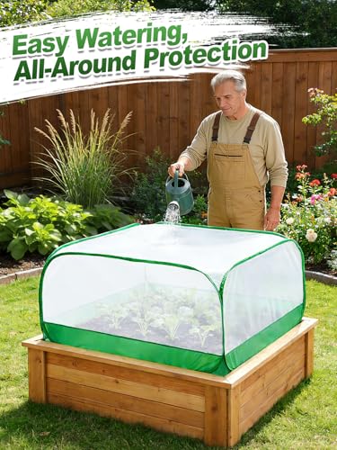 Pop Up Garden Netting for Square Raised Beds, 3.3'L x 3.3'W x 1.65'H