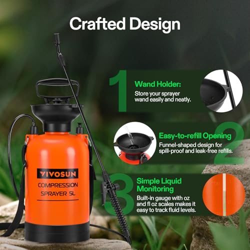 VIVOSUN 1.35-Gallon Pump Pressure Sprayer - color: Orange, size: 1.35 Gallons