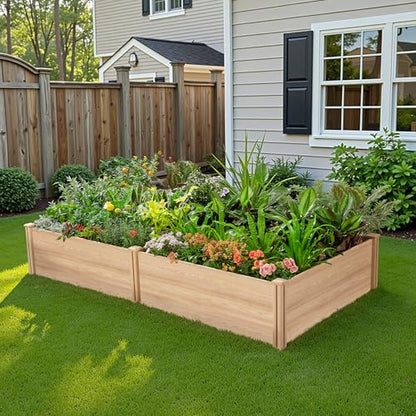 AMERLIFE 8x4 Ft Wood Raised Garden Bed, Durable 15 Inch Depth Planter Box for Vegetables, Herbs, and Flowers, Ideal for Outdoor Gardening with Open Base - size: 8 x 4 x 1.25 ft