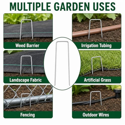 200 Pack 8 Inch Landscape Staples, Weed Barrier Stakes, 11 Gauge Galvanized