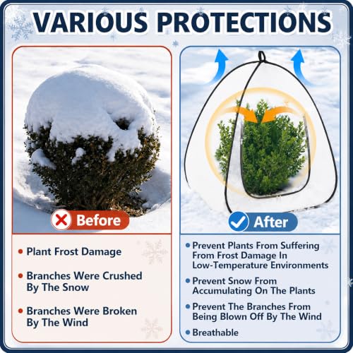 2 Pcs Pop Up Shrub Freeze Protection, Winter Plant Frost Cover Tents - color: 36''x36''x38''