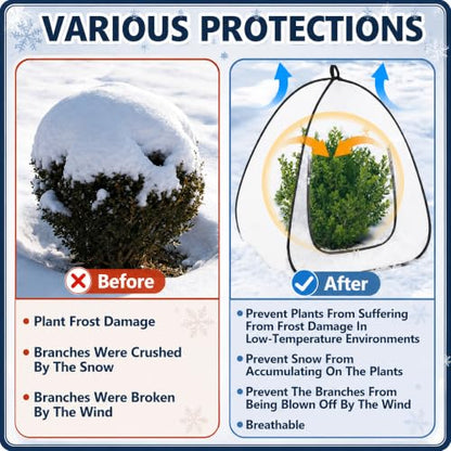 2 Pcs Pop Up Shrub Freeze Protection, Winter Plant Frost Cover Tents - color: 36''x36''x38''