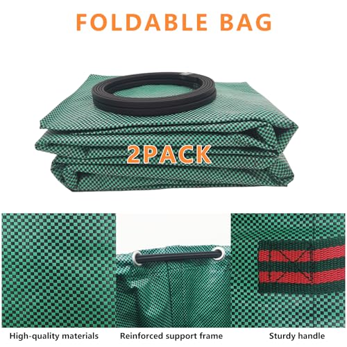 2-Pack 132 Gallon Reusable Yard Waste Bags, Heavy Duty Collapsible Garden Leaf Bags with Plastic Ring, Stand-Up Yard Waste Bin for Collecting Leaves, Lawn Grass - style: 2-Pack 132 Gallon Waste Bags
