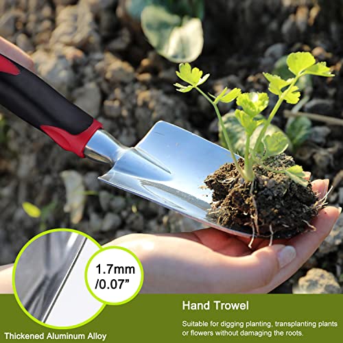 FANHAO Garden Tool Set, 3 Piece Heavy Duty Garden Trowels Cast-Aluminum Garden Hand Shovels with Non-Slip Rubber Grip, Idea for Transplanting, Weeding, Digging and Planting - color: Wine Red