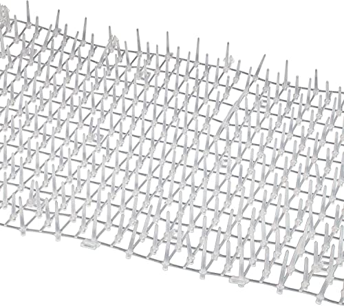 Cat Scat Mat Clear (14 ft.) with 10 Staples, Anti-cat Network with Spikes Digging Stopper - Cat Deterrent Mat for Indoor and Outdoor - size: 14 ft x 12 in