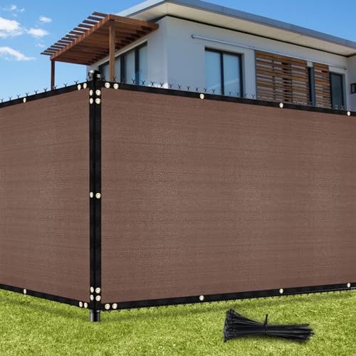 UIRWAY Privacy Screen Fence 4ft x 50ft Brown, Heavy Duty 170GSM 90% Blockage Chain Link Fence Privacy Screen, UV Resistant Outdoor Windscreen Shade Net for Backyard Garden Patio Yard with Cable Ties - color: Brown