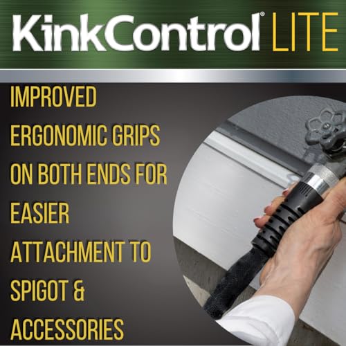 Kink Control Lite, Doesn’t Expand or Burst, Extremely Light Weight, Garden Hose, Water Hose with Superior UV Resistance, Ergonomic Grip, High Burst Strength,Kink Resistance, 100 Ft - size: 5/8" x 100 ft, style: Fabric Jacket