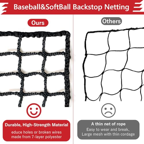 Storgem Baseball Softball Backstop Net, Heavy Duty Sports Barrier Netting - size: 10x10ft