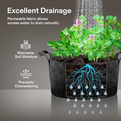 VIVOSUN 100 Gallon Plant Grow Bag Fabric Pot with Reinforced Handles - size: 100 Gallon