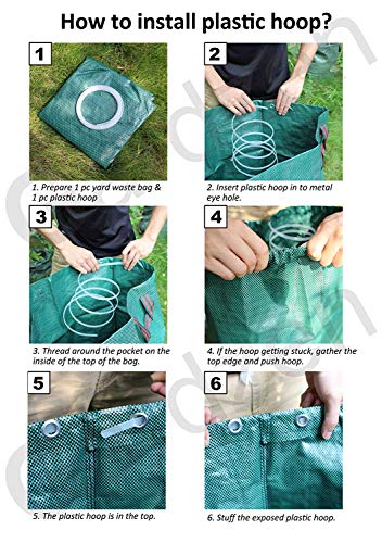 Gardzen 3 Pack 80 Gallon Garden Waste Bags Reusable Heavy Duty - size: 80 Gallon - 3 Pack