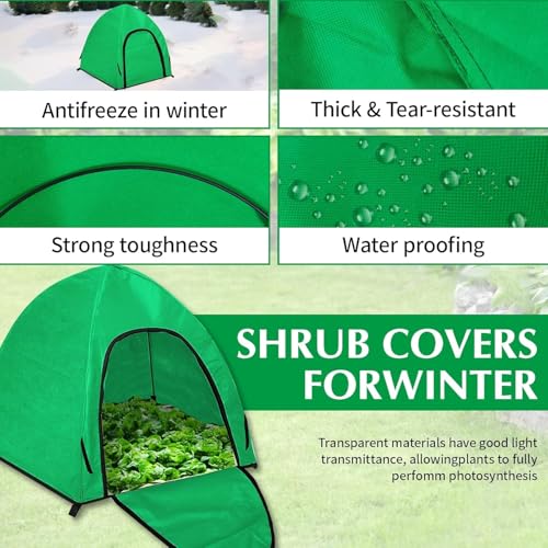 2 Pcs Winter Large Plant Covers Freeze Protection with 8 Stakes, 24.4 x24.4 x22.4inch Warm Plant Protection Tent Foldable with Zipper Door, Plant Snow Ice Covers Protecting Fruit Tree Potted Plants