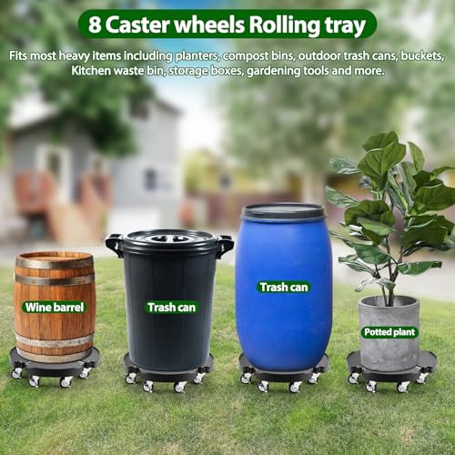 Plant Stand With 8 Locking Wheels,15-21In Adjustable Rolling Plant Stands