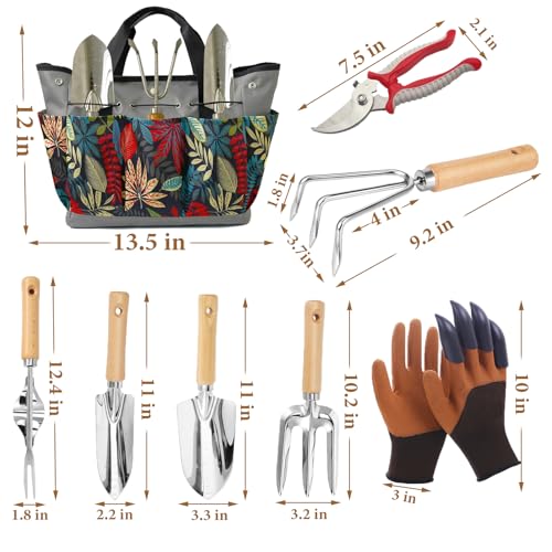 Gardening Tool Set of 8 PCS Stainless Steel Garden Tool Set with Garden Tool Bag Gardening Hand Tools,Ideal Gardening Gifts for Men and Women - color: Flower set
