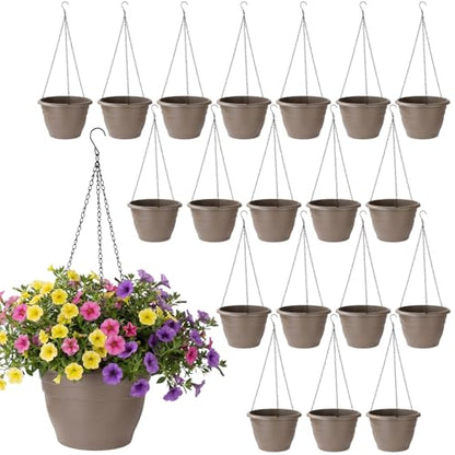 20 Pack Hanging Planter Basket 10 Inch with Drainage Tray - color: Coffee, size: 10 Inch