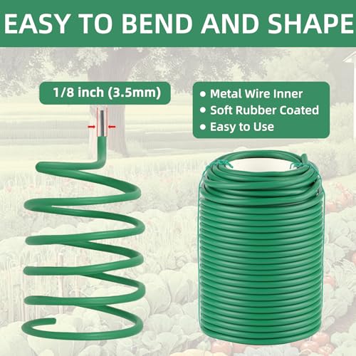 Garden Wire, 66FT Soft Plants Ties, 3.5mm Flexible Garden Ties for Climbing Plants, Vines Plant, Tomatoes, Flowers, Roses Plant Support - size: 66 Ft