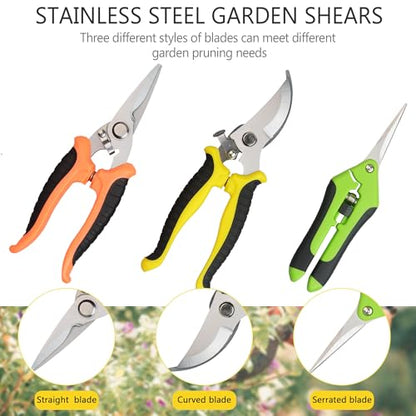 3Pcs Stainless Steel Garden Pruning Shears for Plants (Multicolor） - color: Multi-color