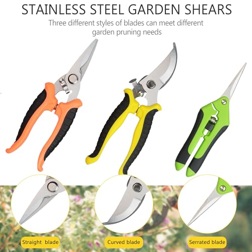 3Pcs Stainless Steel Garden Pruning Shears for Plants (Multicolor） - color: Multi-color