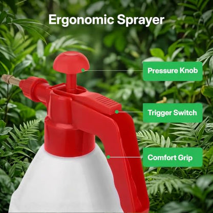 1.5L Garden Pump Sprayer, Handheld Pressure Bottle, Red&White - color: White