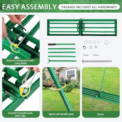 Outvita Lawn Leveling Rake 36"x10", Level Lawn Tool with Adjustable Handle, Yard Leveling Rake, Landscape Rakes for Garden, Backyard, Golf Course, Farm, Pasture - style: 36"x10"