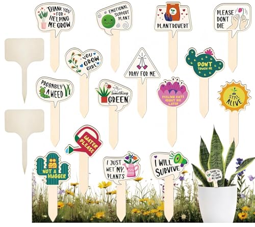 Plant Labels for Outdoor Garden Waterproof, 17 Pack Garden Sign - color: Funny