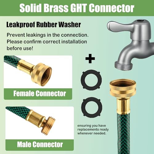 25FT 1/2-Inch Style PVC Garden Hose with Brass GHT Fittings - size: 25