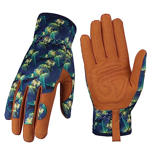 Bamllum Gardening Gloves for Women, Leather Garden Gloves - color: Putaohua