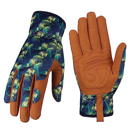 Bamllum Gardening Gloves for Women, Leather Garden Gloves - color: Putaohua