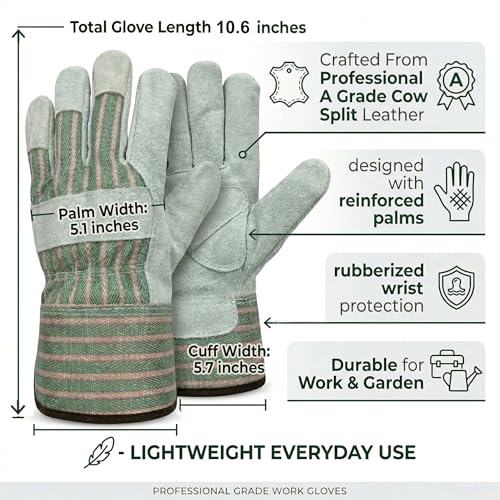 Heavy Duty Leather Work Gloves for Men