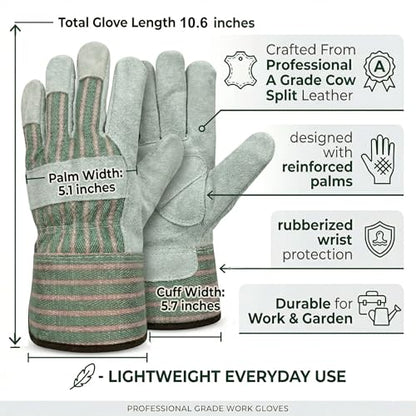 Heavy Duty Leather Work Gloves for Men