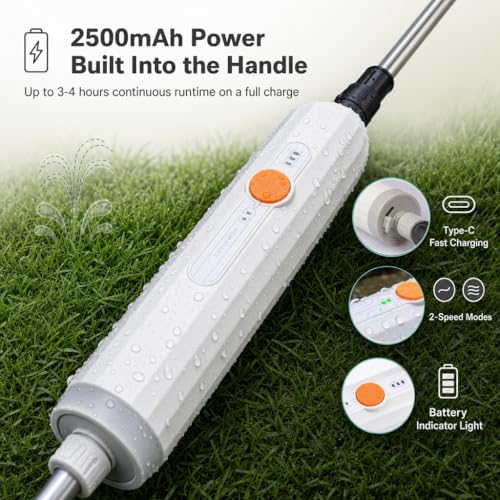 2 Gallon Battery Powered Sprayer, Electric Pump for Weed Killing & Fertilizing, 5 Nozzles, 2500mAh Rechargeable Garden Sprayer with Retractable Wand, Waterproof Handle for Lawn Care
