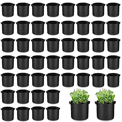50 Pack 10 Gallon Grow Bags Bulk, Heavy Duty Thickened Fabric Pots Nonwoven Plant Bags with Handles, Breathable Plant Growing Containers Bags for Nursery Garden Fruit Vegetable Flower