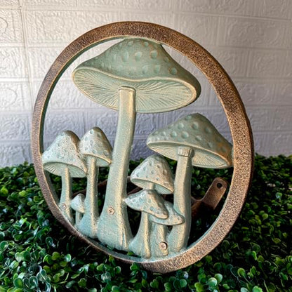 Zeckos Garden Hose Holder Mushroom 12 Inch Cast Iron Verdigris Bronze - color: Mushroom - Bronze