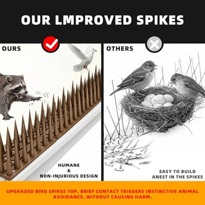 Bird Spikes, 30 Pack, 41.9 FT Total Coverage, Outdoor Bird Deterrent - color: Brown, size: 30 pack