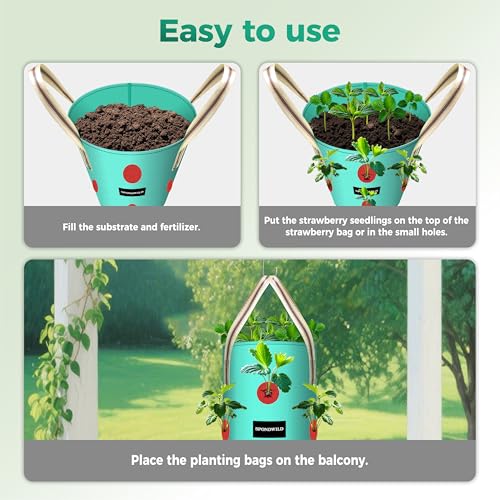 3 Pack 1 Gallon Hanging Strawberry Planter Bags for Tomatoes - size: 1 Gallon