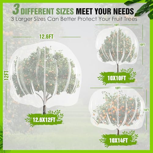 10 X 14FT Large Fruit Tree Netting for Protecting Fruit from Squirrels Birds Bug Pests, Tree Net for Fruit Trees with Zipper and Drawstring Bird Netting Covers for Blueberry Cherry Peach Apple Bushes - size: 10FT x 14FT