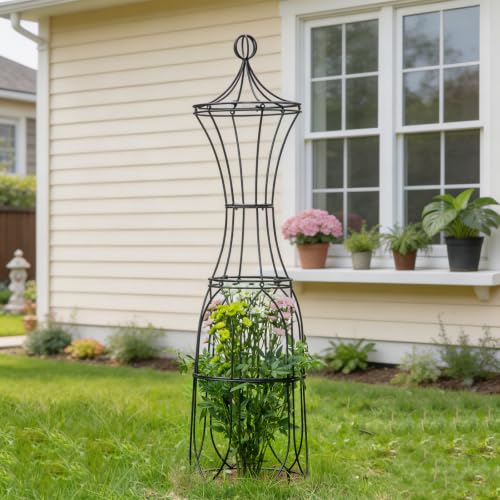 57.8" Heavy Duty Metal Obelisk Plant Support Outdoor Garden Trellis