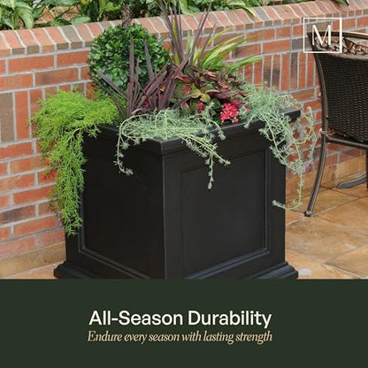Mayne Fairfield 28in Square Planter, Black - color: Black, size: 28in
