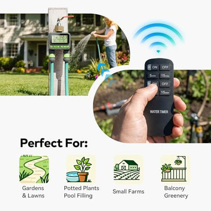 Remote Control Water Timer,2 Zone Sprinkler Timer Brass Inlet for Garden Hose