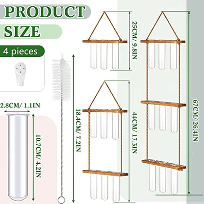Leumoi 3pcs Hanging Propagation Station, Vertical 18 Glass Test Tubes