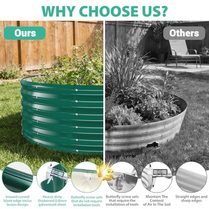 YSEJOMP 17" Tall 48" Diameter Round Raised Garden Bed Kits Outdoor Green - color: Dark Green, size: 48 Dia X 16.5 inches