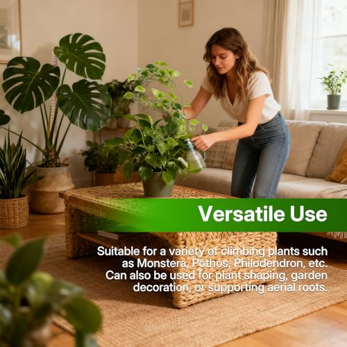 Mcbazel 2 Pack 31.5 Inch Bendable Moss Pole for Plants Monstera - Coco Coir Plant Support Stakes for Climbing Indoor Pothos, Potted Climbers & Philodendron - Flexible Stick Kit with Full Garden Ties - size: 2x80CM/31.5inch