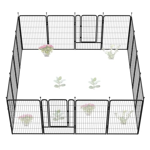 FXW No Dig Garden Fence, Outdoor for Yard, 45in(H) x 36.4ft(L), 16 Panels - color: Black, size: 45"H