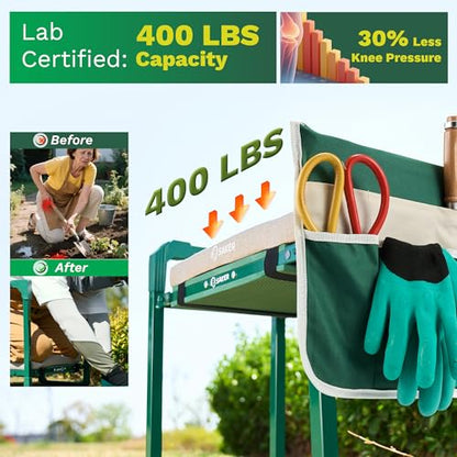 Saker Garden Kneeler and Seat Foldable Gardening Stool with Extendable Legs - size: Luxury version