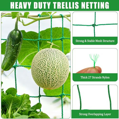 6.6x9.9FT Trellis Netting for Climbing Plants,Trellis Netting with Plant Clips, Heavy-Duty PE Trellis Net for Cucumber, Tomato, Vegetables, Fruits, Sweet Pea Plants - size: 6.6x9.9FT