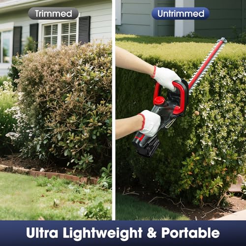 Cordless Hedge Trimmer Compatible with Milwaukee 18V Battery, Red