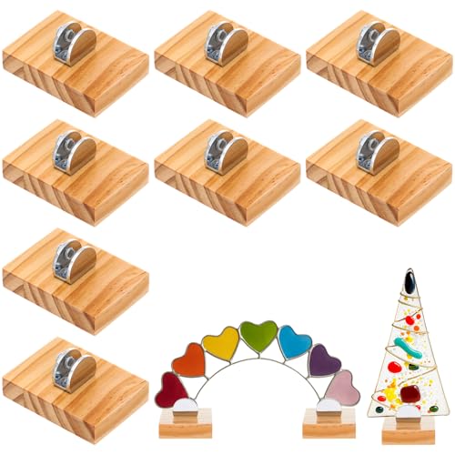 Kathfly 4 Pcs Mini Wood Adjustable Glass Art Stands Display Easel - color: Wood, size: 7 x 5 x 1.5 cm