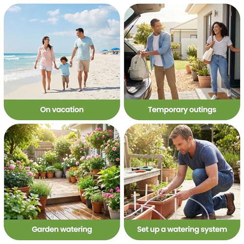 Auto Irrigation System, Battery Power Drip Watering System with Programmable Timer & Anti-Siphon Valve for 15 Indoor Outdoor Potted Plants - color: Battery Power