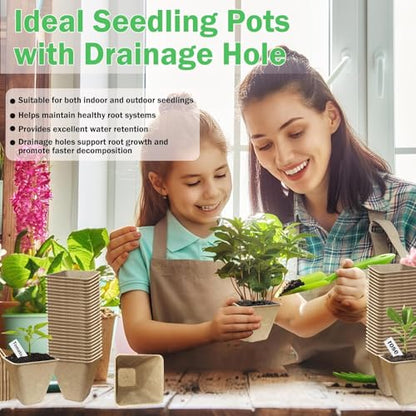 Peat Pots, 122 Pack 3.15 Inch Seed Starter Pots for Seedlings - size: 122 Pcs